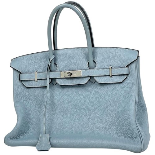 Hermes Birkin 35 Handbag Togo Clemence Blue Lin Women Used