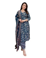 Women's Women Viscose Printed Kurta Pant with Dupatta