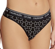 Tanga Panty Mujer Calvin Klein CK One Algodón Contorno Estrella Negro XS 4 S 5 M 6 L 7