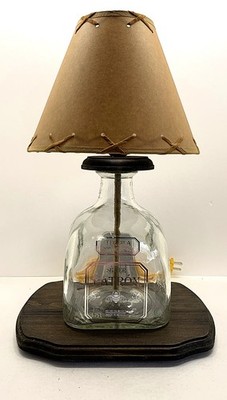 Patron 1.75L Large Liquor Bottle TABLE LAMP PACKAGE Bulb & Shade with Wood Base