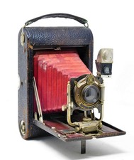 Vintage No. 4 Folding Pocket Kodak Camera with Exp. 122 Film  Roll Size Adapter