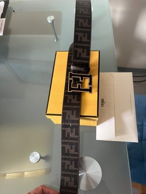 Fendi FF Logo Belt , GR .95, Tabacco  Brown Satin (Modell 7C0250)