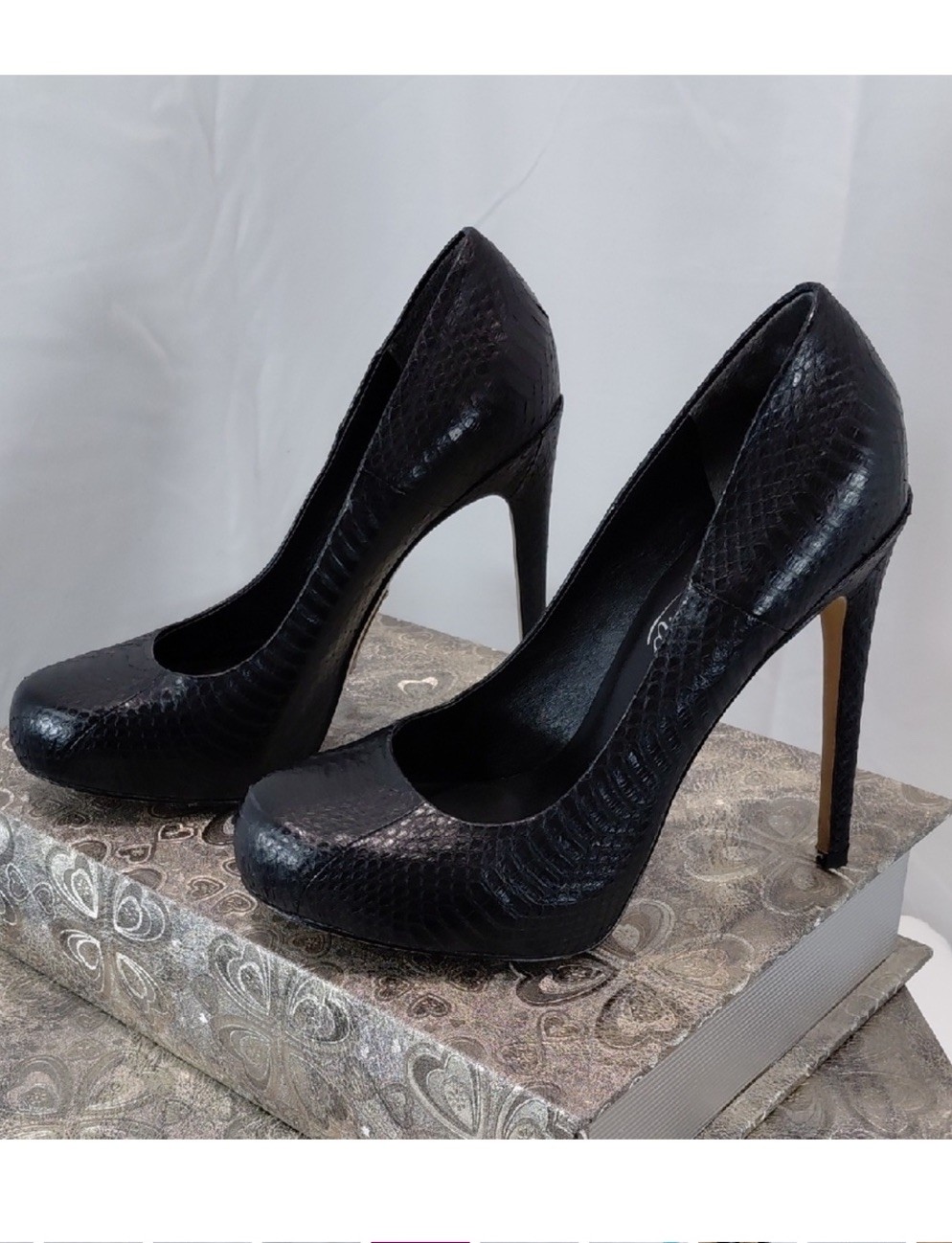 Alejandro Engelmo Black Python Platform Heels Sti… - image 9