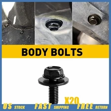 20PC Body Bolts Fastener Screws M6-1.0x Fender 16mm Long- 10mm Hex- 17mm Washer