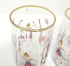 NEW Anthropologie x Rifle Paper Co Ballerina Candy Cane Juice Glasses Set of 2