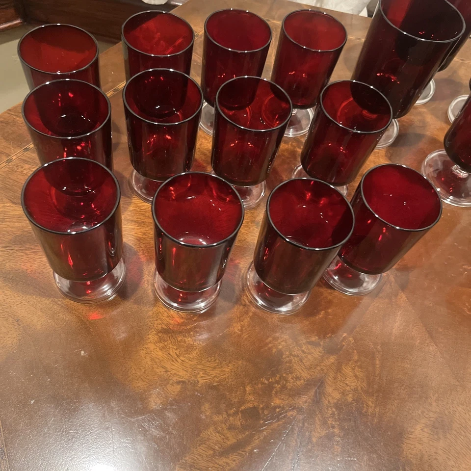 Set of 20 Cristal D'Arques Durand Cavalier Ruby Red Glasses Made in France - Image 3 of 4