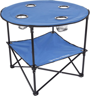 Camp Table - round 2-Tier Folding Table with 4 Cupholders and Carrying Bag - for