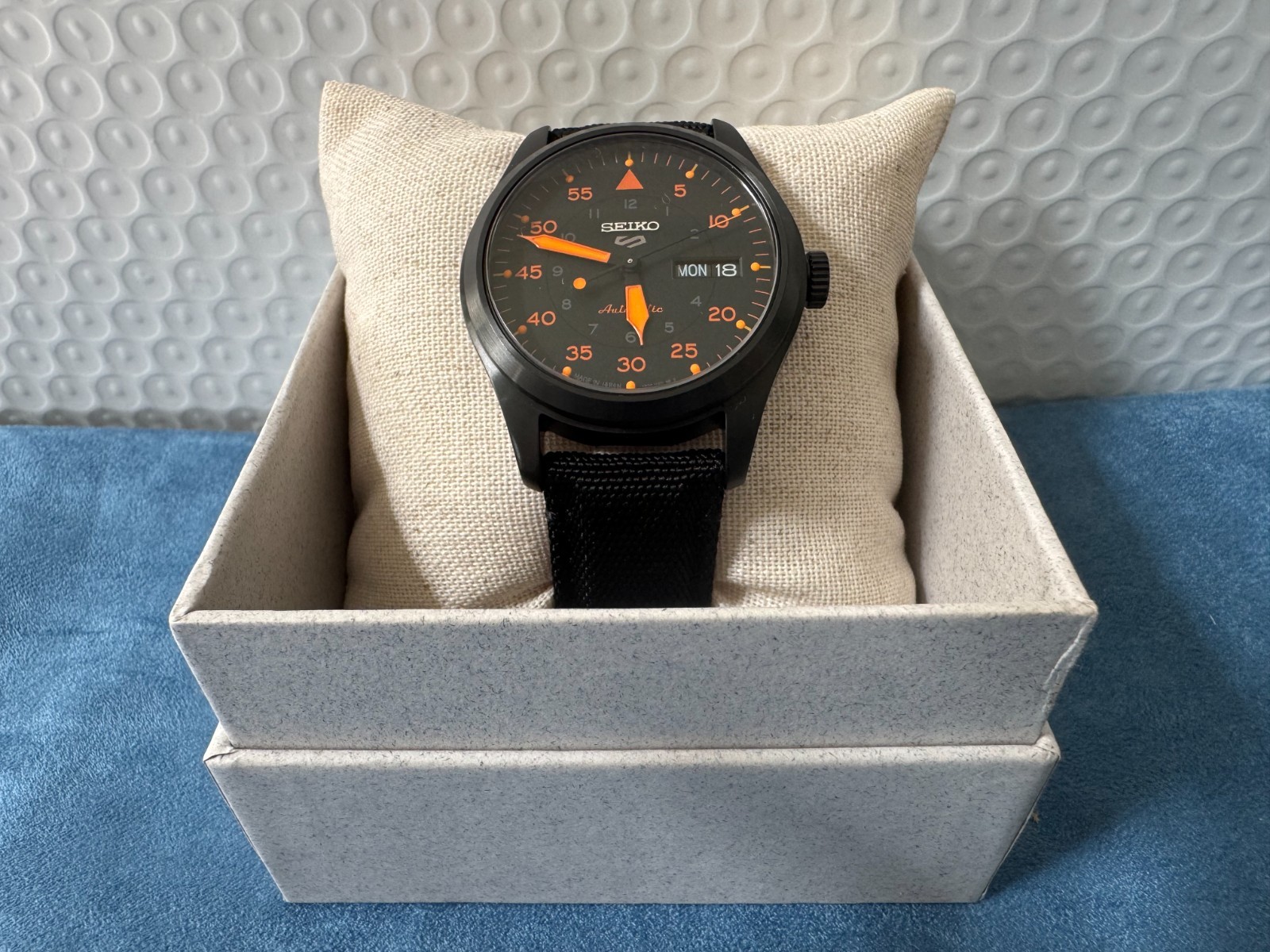 Seiko 5 Sports Collection Black Dial With Orange Accents Watch for Men SRPH33