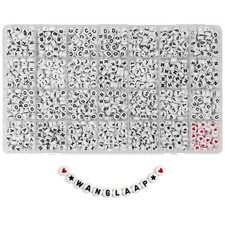 WangLaap 1450Pcs Letter Beads, Acrylic 4x7mm Round Beads 4x7mm, White