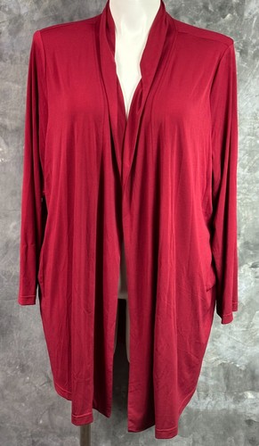 Chaqueta drapeada Ulla Popken Cool Red L/ punto abierto talla 20/22 o 2X (15383) NUEVA