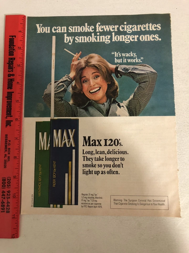 Anuncio impreso de cigarrillos Max 120s 1976 anuncio vintage pa10 Foto 2 de 3