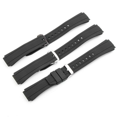 25 x 20 mm Schwarz Silikon Kautschuk Uhrenarmband Band für Casio Edifice...