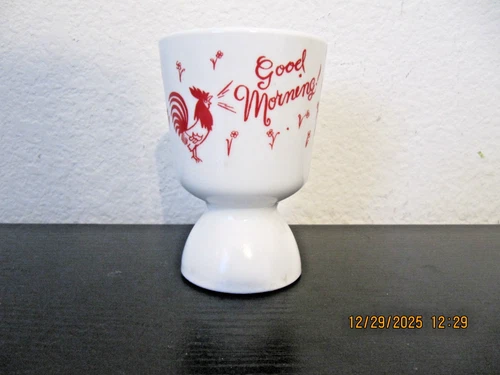 Vintage Indiana Hazel-Atlas Good Morning Rooster Egg Cup