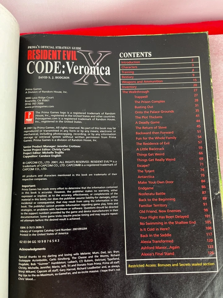 Resident Evil Code: Veronica Prima Official Strategy Guide Sega Dreamcast - Image 4 of 4