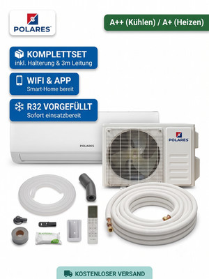 Split Klimaanlage Komplettset 3,5 kW 12000 BTU Inverter Klimagerät Heizung WLAN