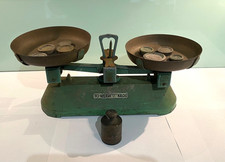Vintage Pan Balance Cast Iron Weighing Scales & Brass Weights