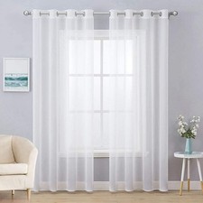 MIULEE 2 Panels Solid Color White Sheer Curtains Elegant Grommet Window Voile Pa