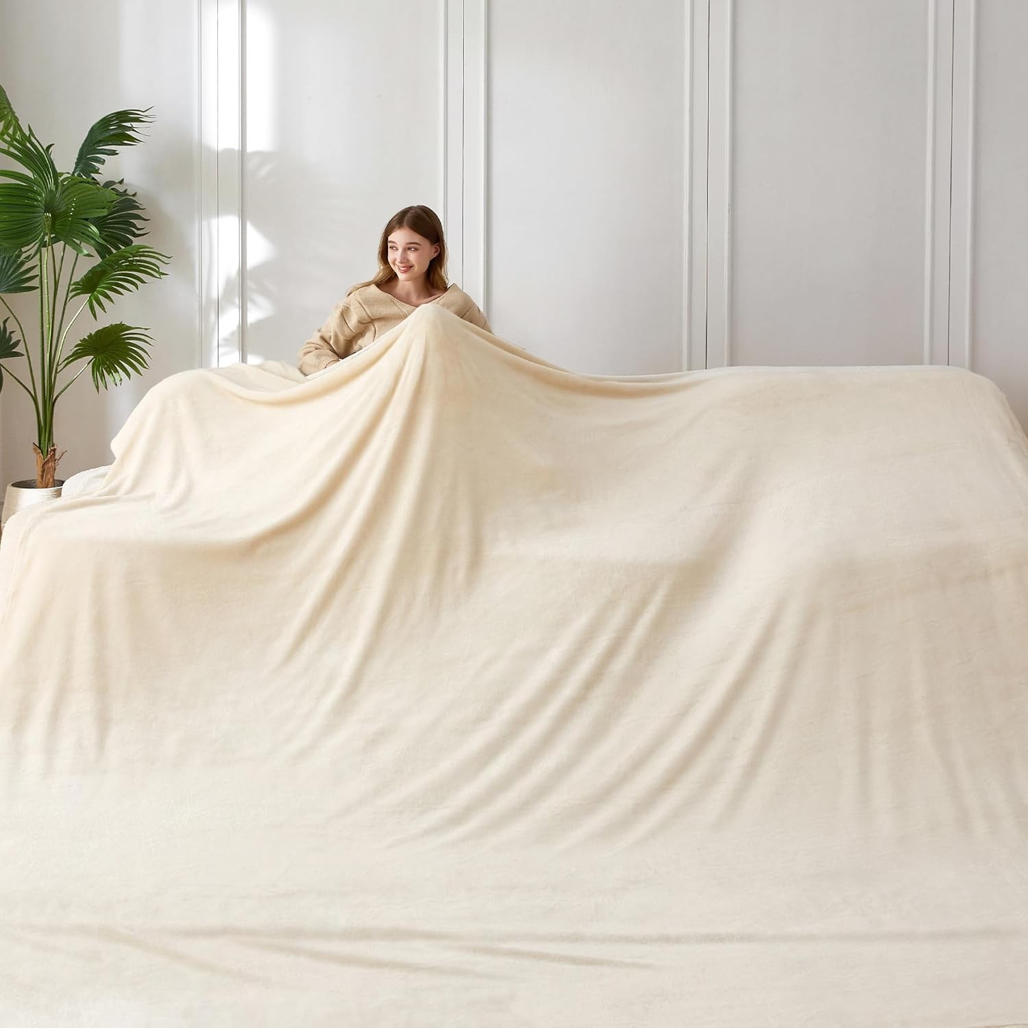 Oversized Fleece Blanket 120x120 Inches Soft Warm Flannel Throw for Bed Couch