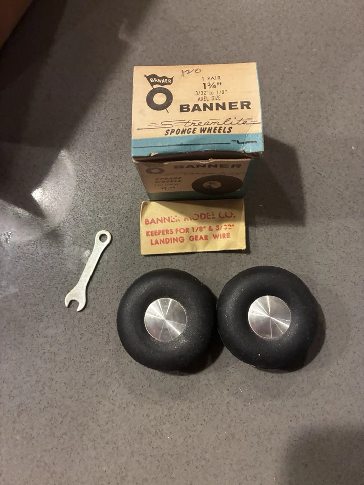 Banner 1 3/4" NOS Vintage Balsa RC Modellflugzeug Bausatz Räder