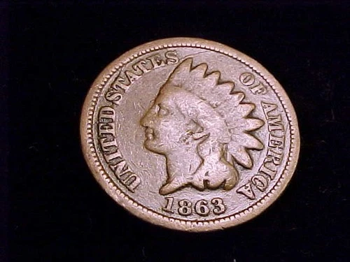 1863 Indian Head Cent, Copper Nickel, Good to VG Grade.