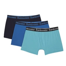 Mens Bamboozld 3 Pack Blue Mix Bamboo Boxer Shorts Trunks Underwear
