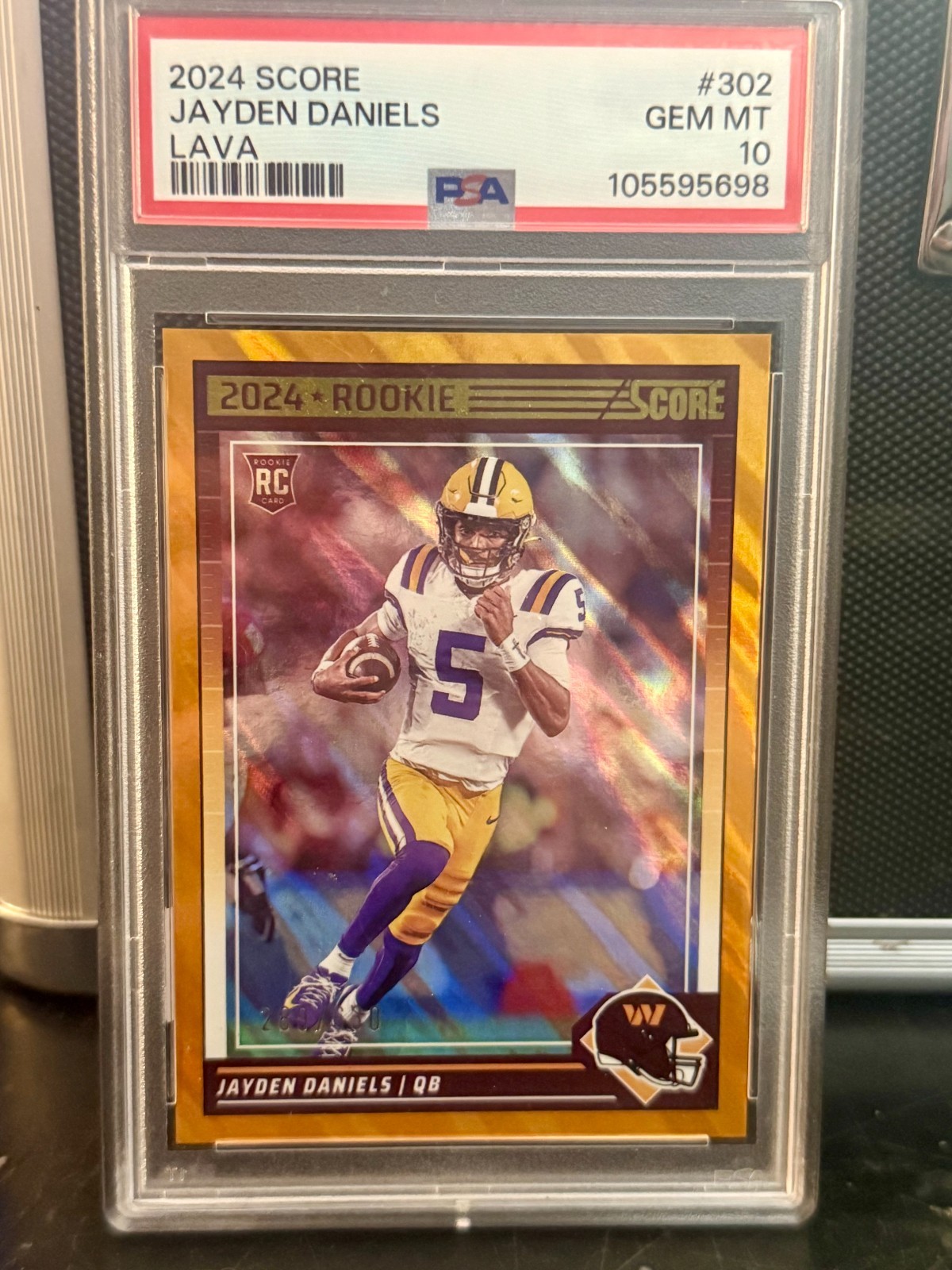 2024 Panini Score -Jayden Daniels #302 Lava /630 NFL Rookie PSA 10