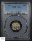 1936 Mercury Silver Dime 10C PCGS MS 64 (Toned!)