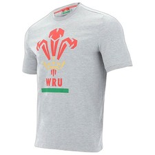 Wales WRU macron Rugby Herren T-Shirt grau ne...