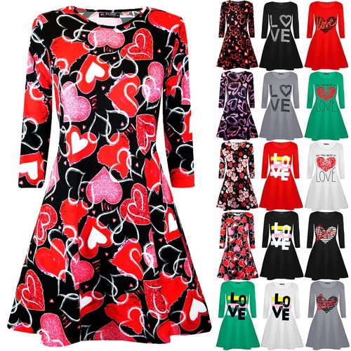 Love Heart Ladies Flared Swing Dress | eBay