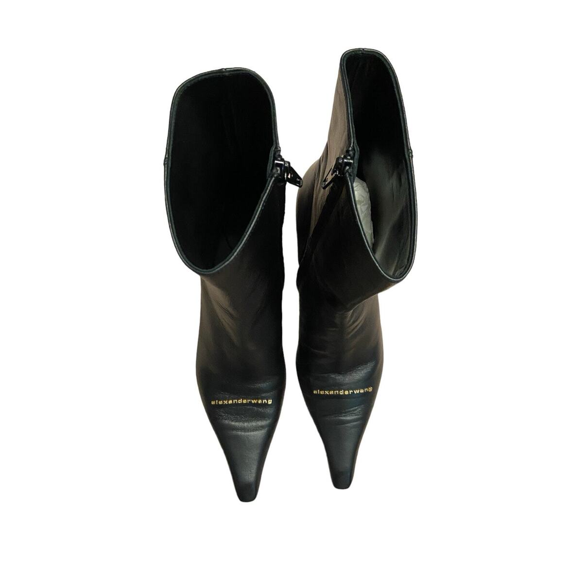 Alexander Wang Viola 65 Logo Zip Bootie Leather Stiletto Alexander Wang Viola 65 Logo Zip Bootie Leather Stiletto