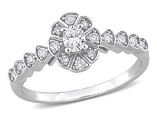 1.00 Carat ctw Oval Diamond Engagement Ring 14K White Gold