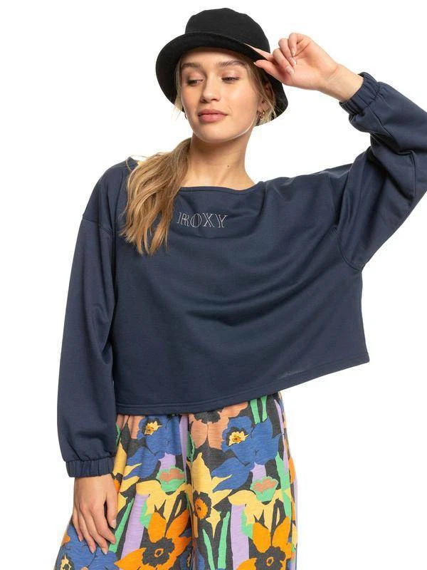 Roxy Next Set Slouchy Sweatshirt for Women New L Mood Indigo