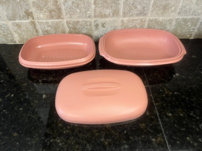 Vintage TUPPERWARE Dusty Rose 1273-6 3 Piece Micro-Steamer