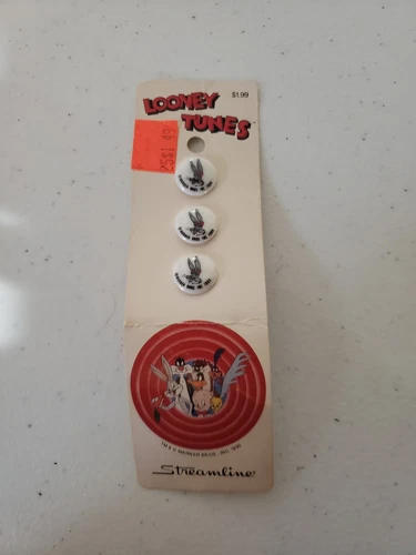 1989 Looney Tunes Buttons by Streamline Honey Bunny Vintage Cartoon 5/8"