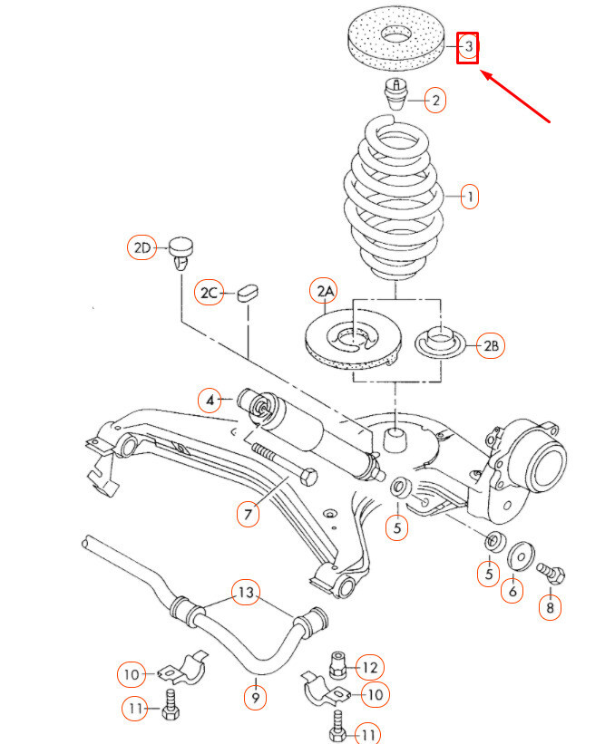 Original Unterlage Federteller Hinterachse Volkswagen T4  