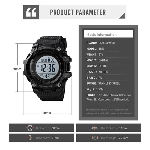 SKMEI Outdoor Sport Watch Date Alarm Digital Wristwatch with Warranty Card & Box - Picture 4 of 11