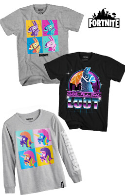 FORTNITE Loot Llama Pinata Grid Glow In The Dark Short Long Sleeve Tee  Shirt