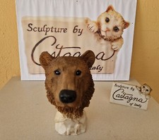 CASTAGNA TÊTE D'OURS BRUN 1996 EN ALBÂTRE ET RESINE NEUF COLLECTOR 