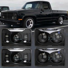 4pc 4x6 Inch Led Headlights H4 Hilo Beam For Chevy C10 Pickup Truck 1981-1987