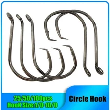 25/50/100pcs Fishing Octopus Circle Hook Carbon Sharpened Hooks Fishing Tackle