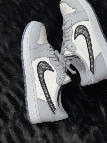 Dior x Air Jordan 1 Low Gray Grey Navy White Authentic Box 10.5 US 44.5 Beige - Picture 9 of 24