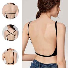 Women Low Back Bra Deep U Plunge Backless Bra Multiway Convertible Low Cut Open