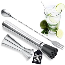 3 Pcs Muddler for Cocktails Set - Bar Muddler Tool with Sturdy Head, Versatil...
