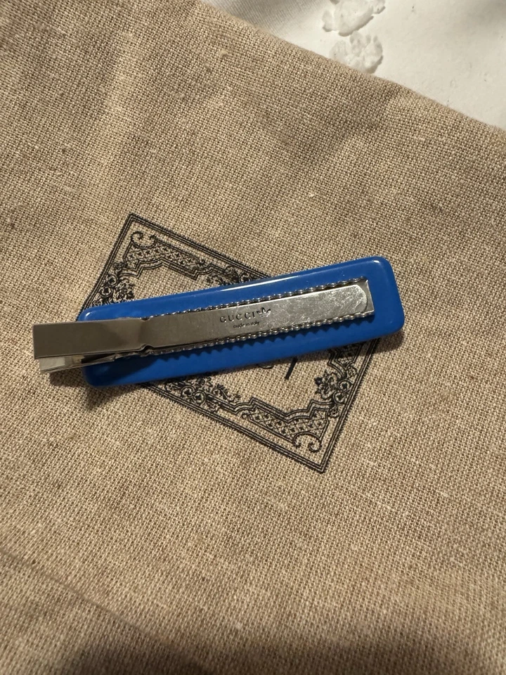Gucci Barrette Hair Clip Adidas Logo Stone Blue Used From USA - Image 2 of 2
