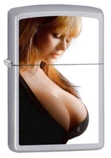 Zippo New and Improved Lighter, Satin Chrome NEW IN BOX