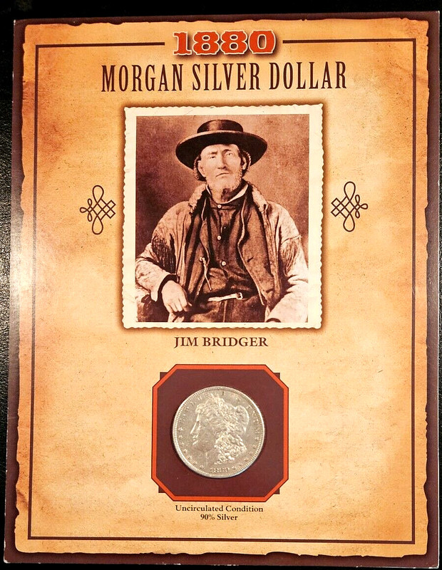 1880 BU/UNC Morgan Silver Dollar - PCS LEGENDS OF THE WEST, "Jim Bridger"