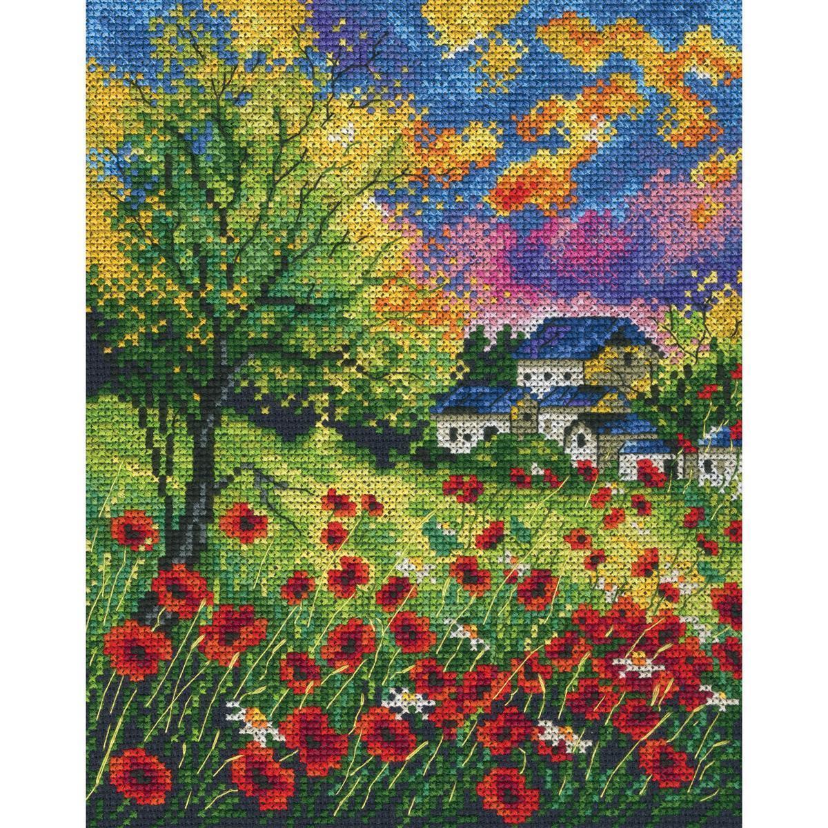 RTO counted Cross Stitch Kit ""Run away poppies"" M624, 18x22 cm
