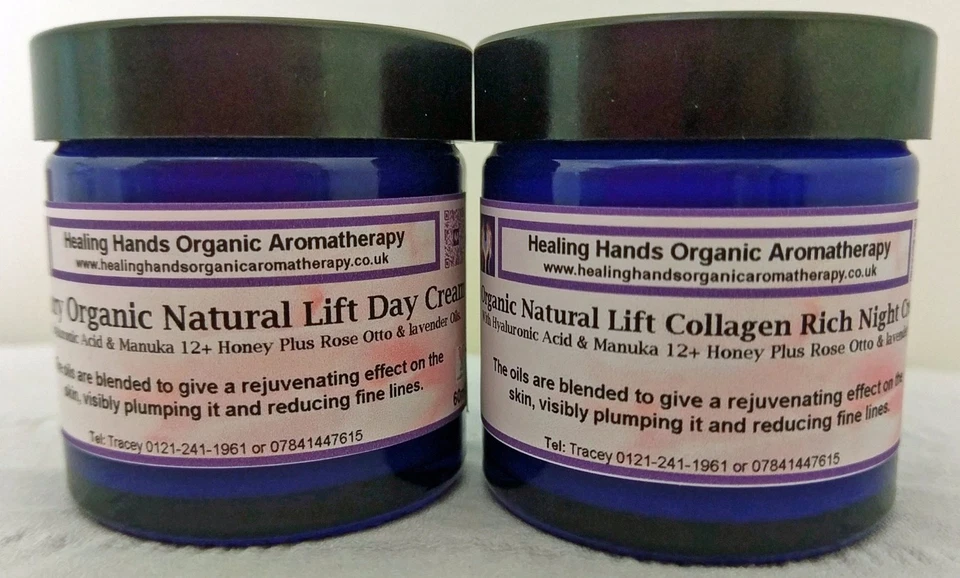 HEALING HANDS ORGANIC AROMATHERAPY Organic Natural Lift + Hyaluronic Acid + Manuka - Day & Night Duo Cream Gift Set
