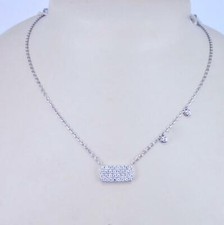 14K WHITE GOLD 0.22CTW DIAMOND BAR NECKLACE 18" ADJUSTABLE TO 17"/16"