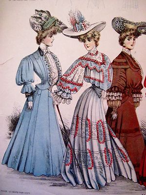 fashion magazine dress Vintage 1904 Page From Fashion Magazine w/ Gorgeous Dresses & Hats *